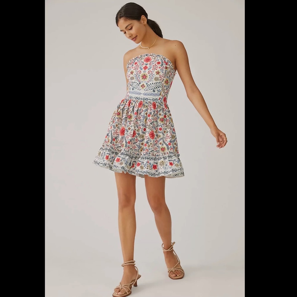 NWT Anthropologie Forever That Girl Ruffle Tube Mini Dress